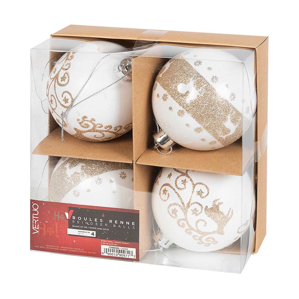 Boules de Noël 3 1/4 po Ens/4