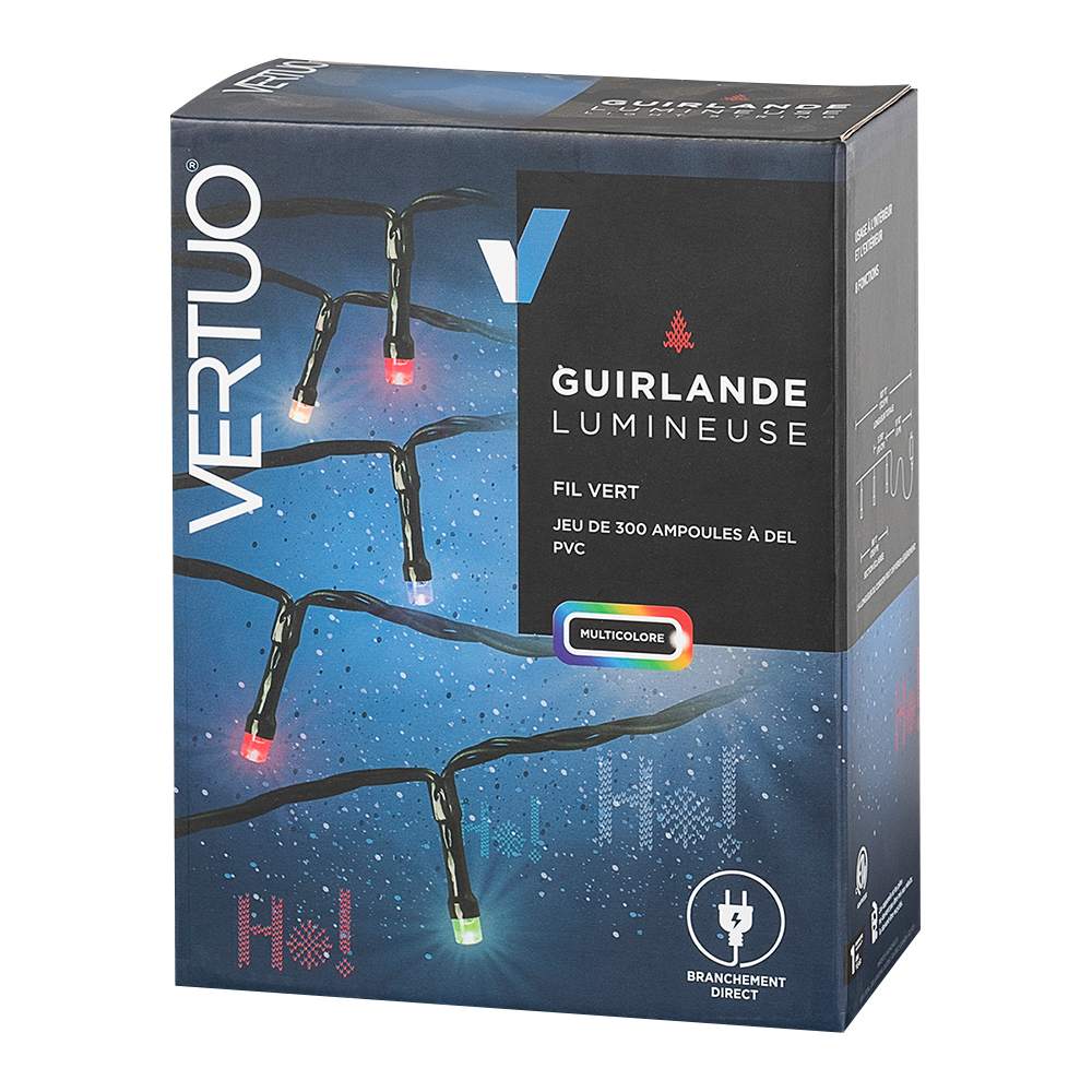 Guirlande lumineuse 300 ampoules DEL multicolore