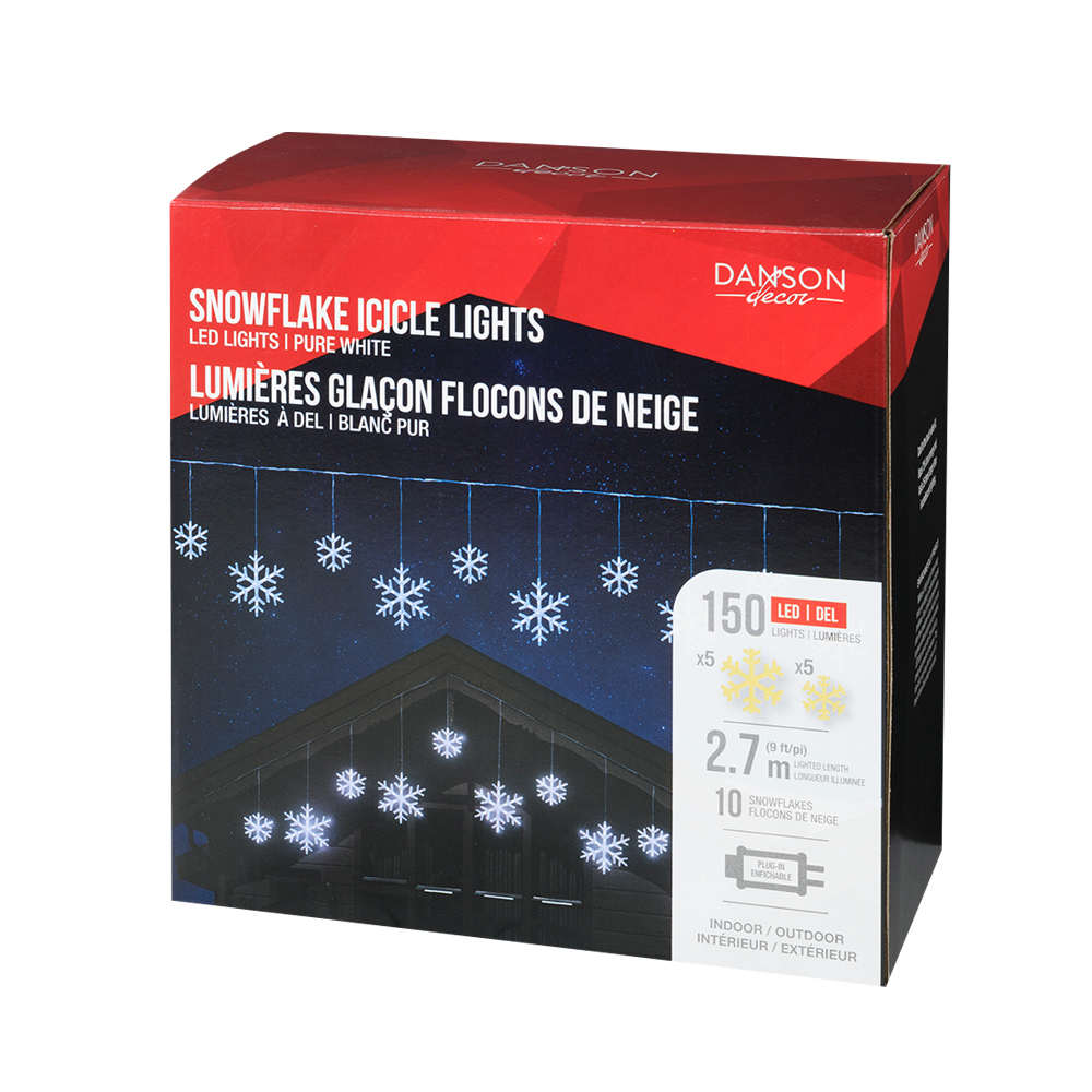 Guirlande 10 flocons à DEL blanc pur