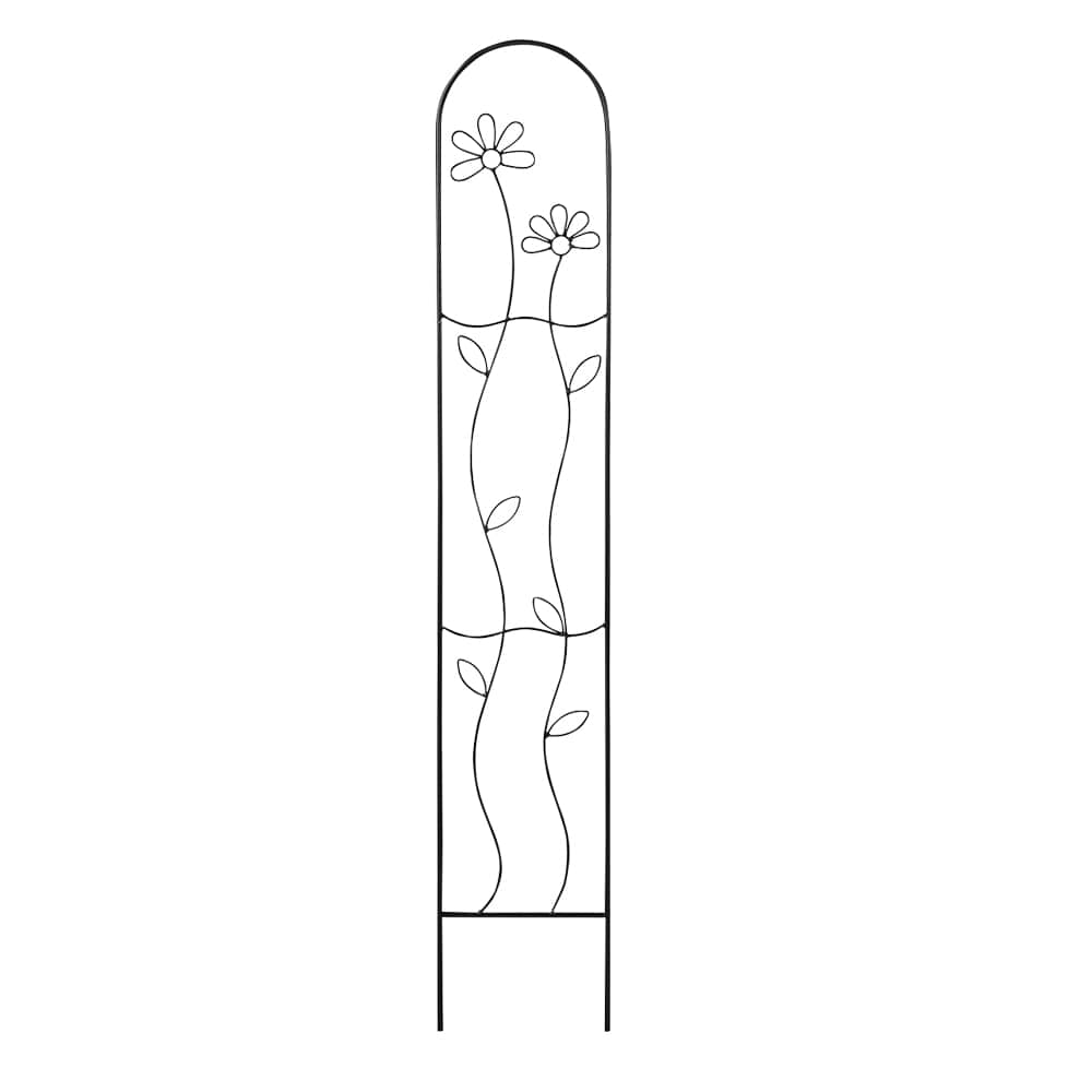 Treillis décoratif Fleurs en métal noir 7 7/8 po x 47 1/4 po VERTUO