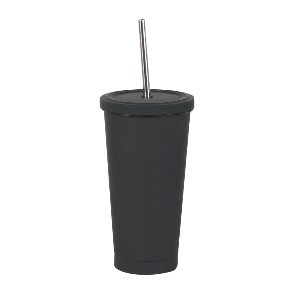 Verre isotherme avec paille noir 500 ml