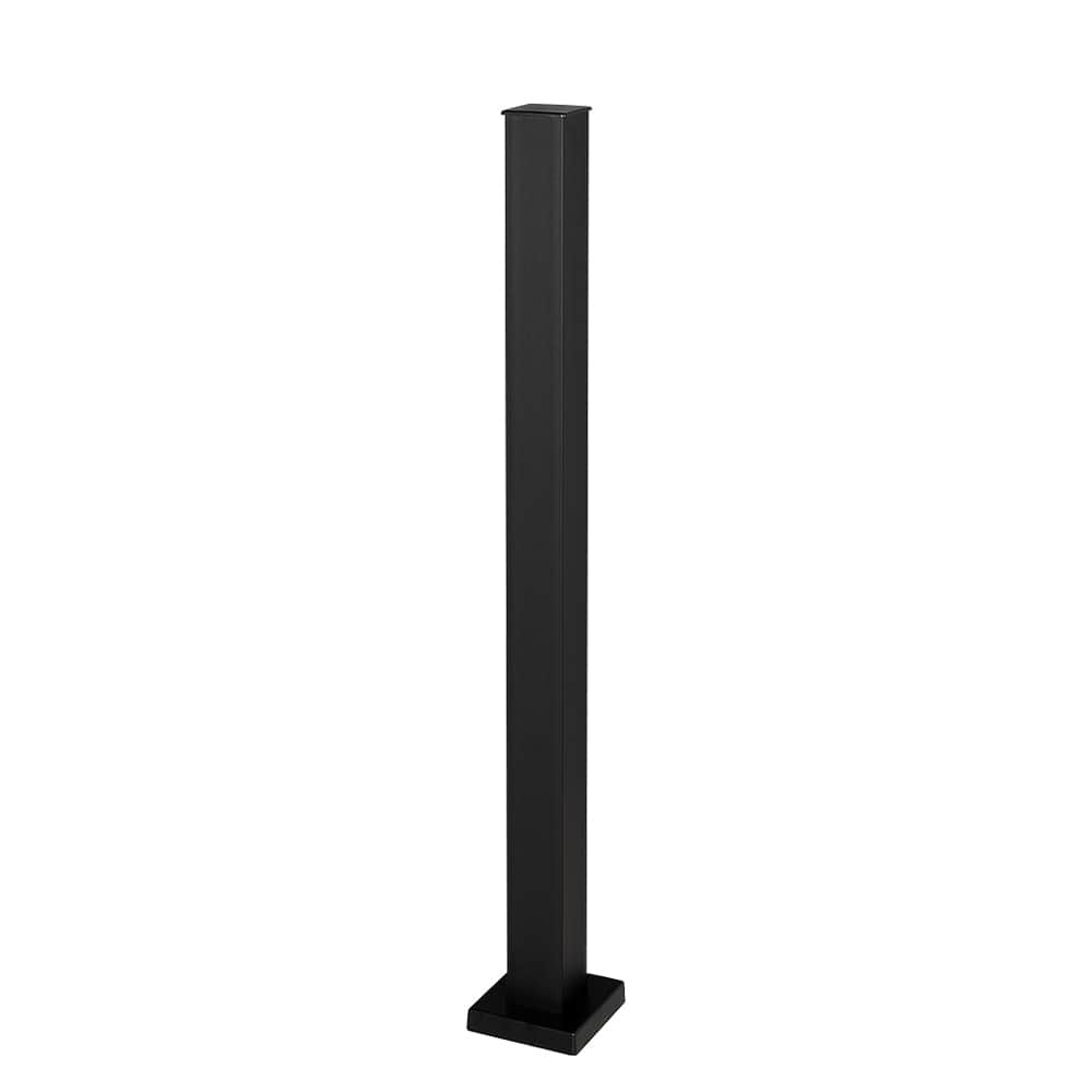 Poteau de montage pour rampe en aluminium Pillar noir 42 po x 2 1/2 po