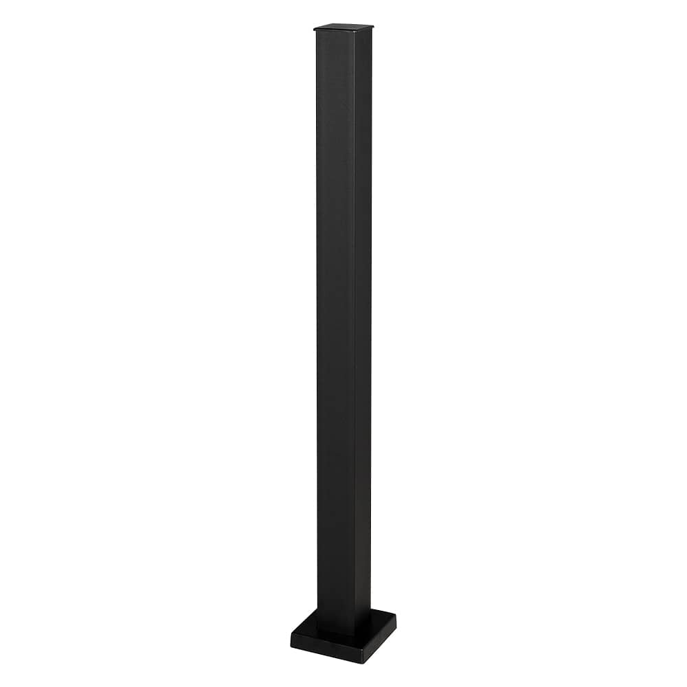 Poteau de montage de piscine et d'escalier pour rampe en aluminium Pillar noir 48 po x 2 1/2 po