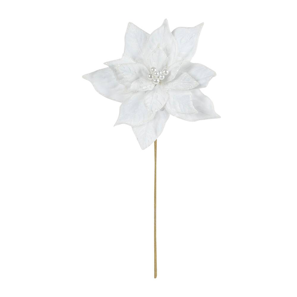 Pic décoratif poinsettia blanc 17 3/4 po VERTUO