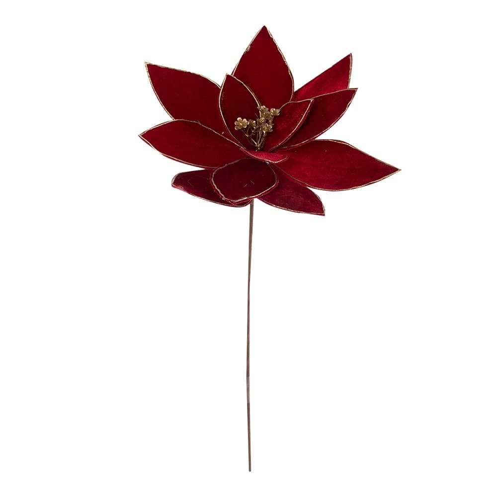 Pic décoratif poinsettia rouge et or 19 5/8 po VERTUO