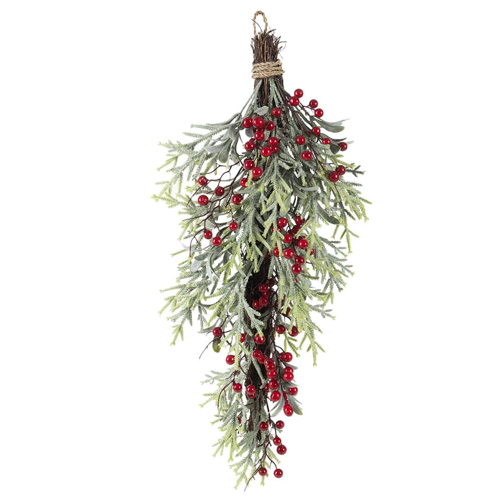 VERTUO Christmas Teardrop Sage and Red Berries 24 in.