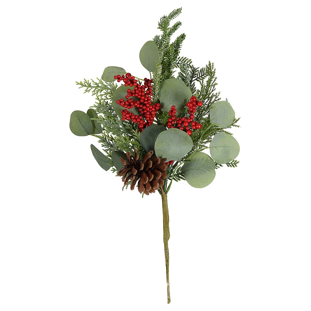 Pic décoratif eucalyptus avec baies 18 po VERTUO