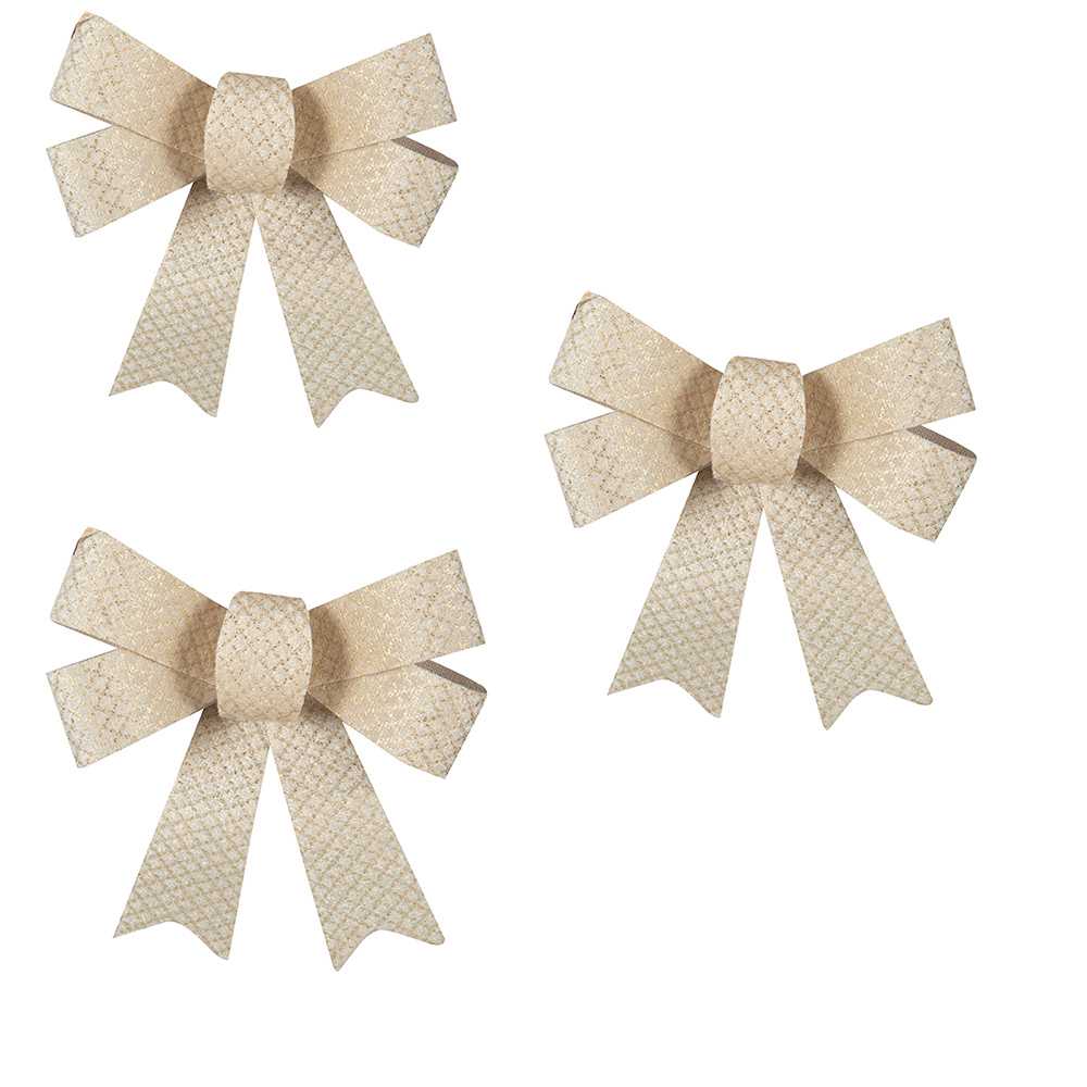 VERTUO Cream Christmas Bows 4 in. Pkg/3