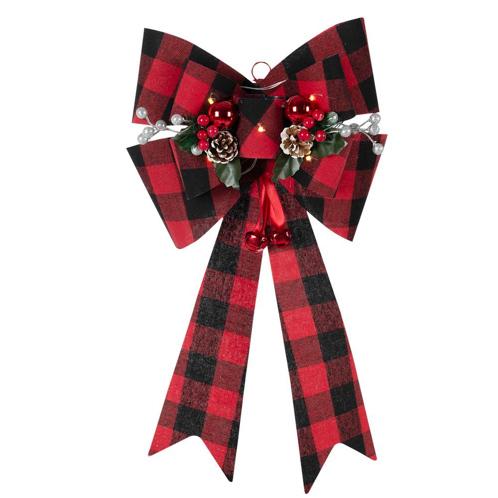 VERTUO Buffalo Illuminated Christmas Bow 16 in.