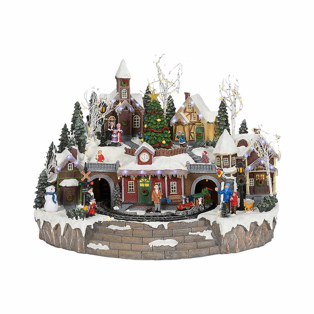 Village de Noël animé musical et illuminé VERTUO