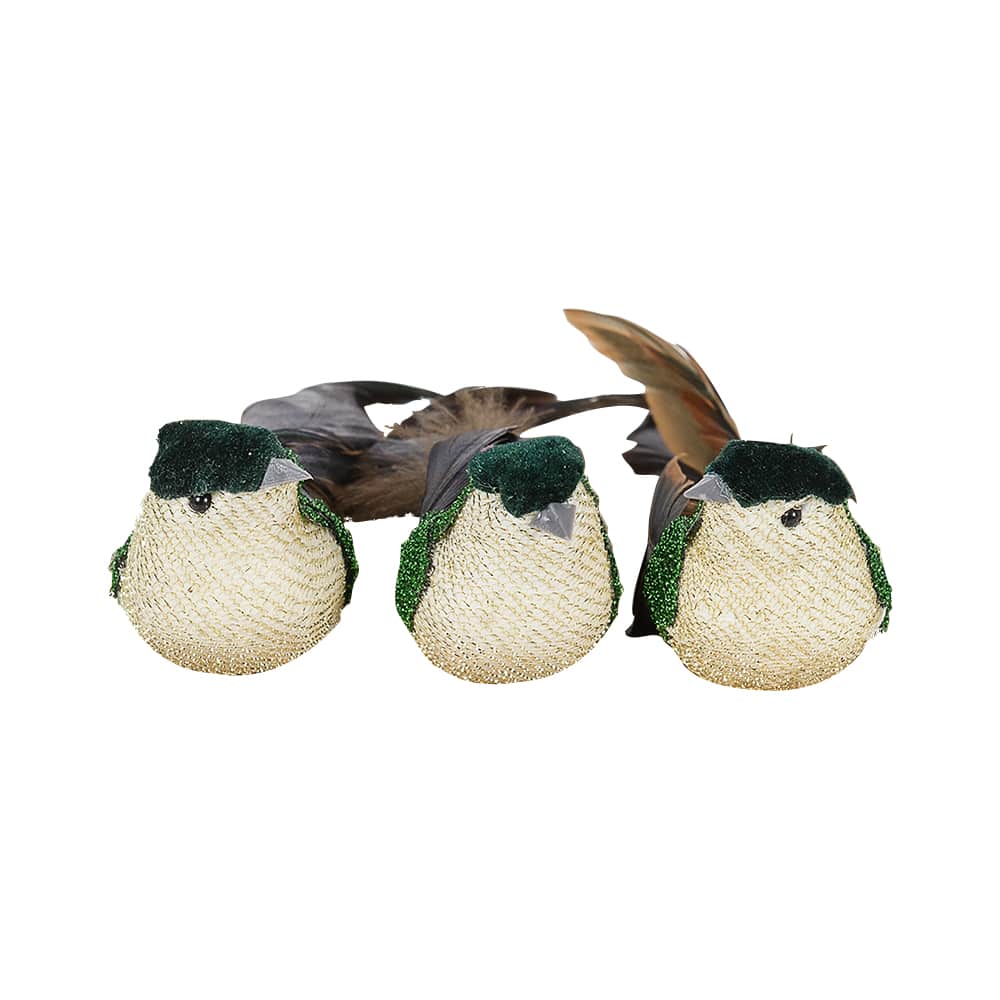 Oiseaux verts et naturels à pince Pqt/3 VERTUO