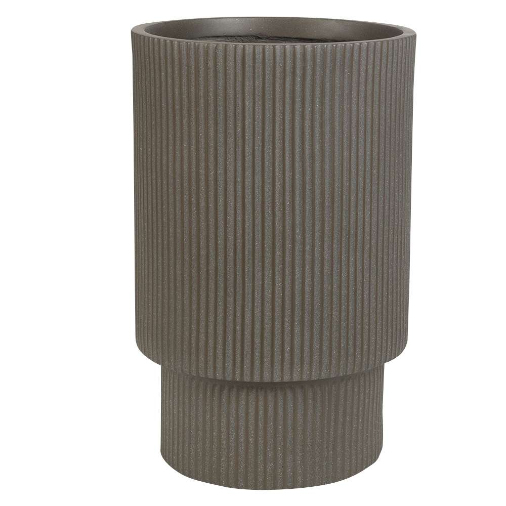 Pot à fleurs haut rainuré 12 po taupe VERTUO