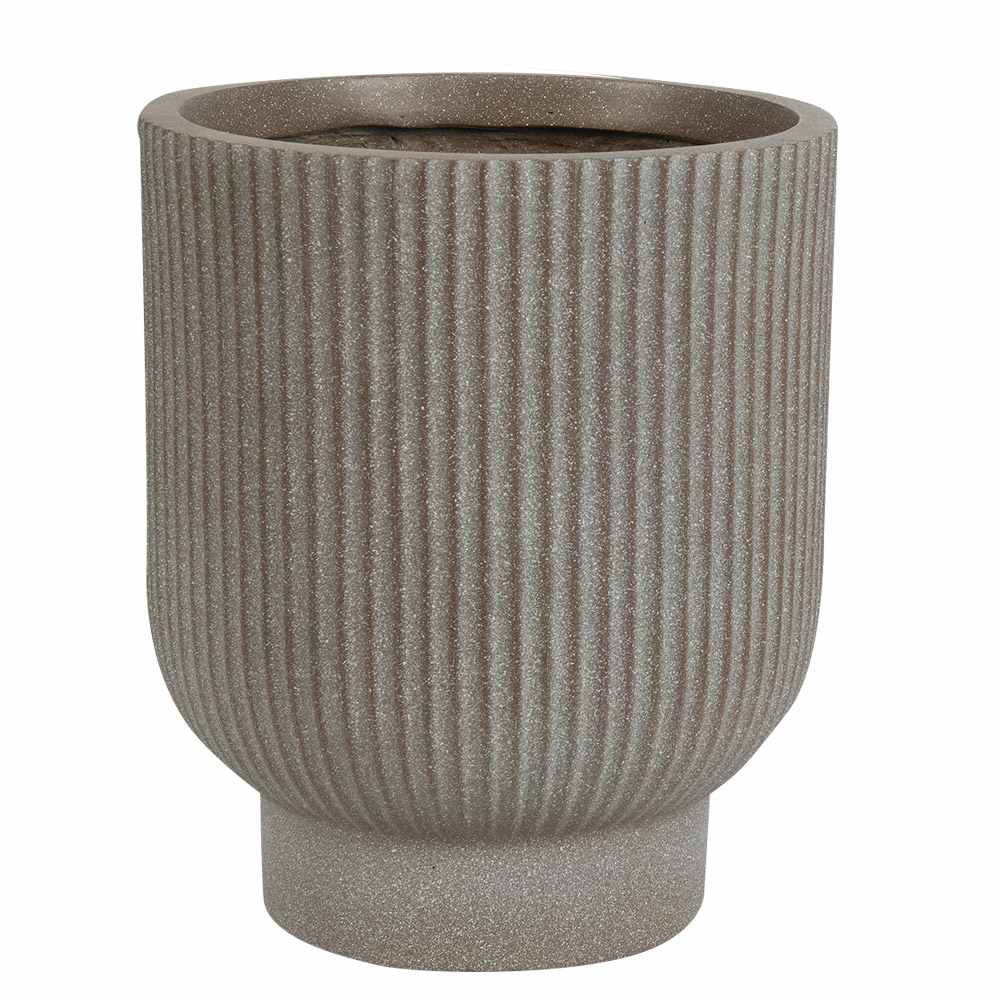 Pot à fleurs rainuré 9 1/2 po grège VERTUO