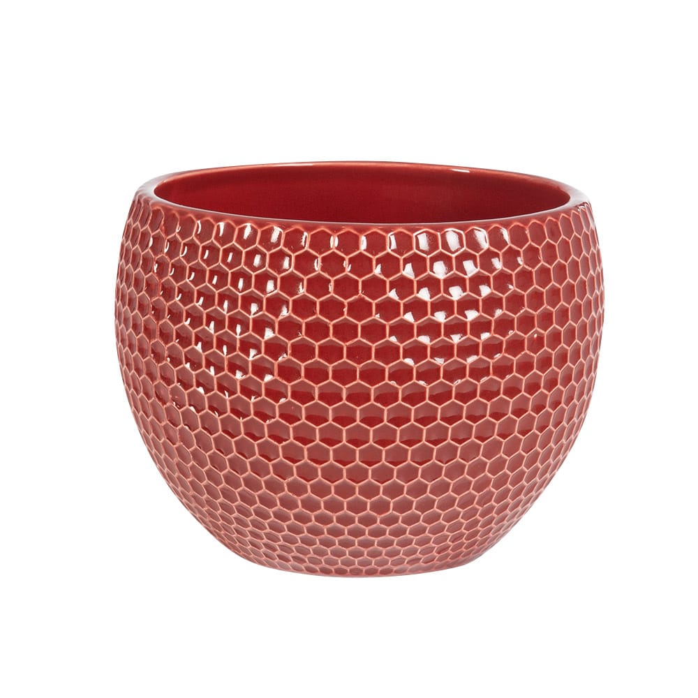 Cache-pot motif hexagonal 5 1/2 po rouge VERTUO