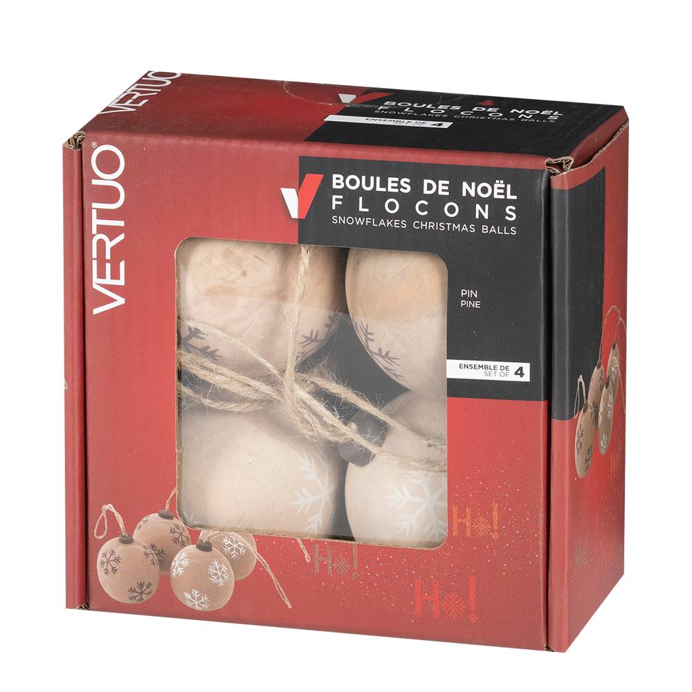 Boules de Noël 2 3/8 po Ens/4 VERTUO