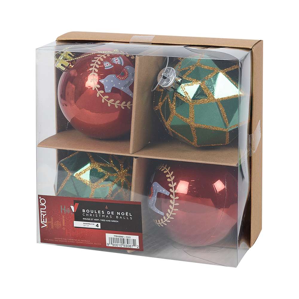 Boules de Noël 3 1/8 po Ens/4 VERTUO