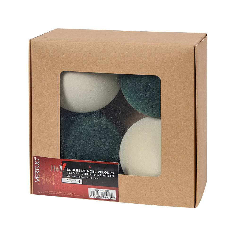 Boules de Noël 3 1/8 po Ens/4 VERTUO