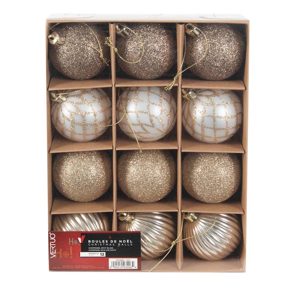 Boules de Noël 2 3/8 po Ens/12 VERTUO
