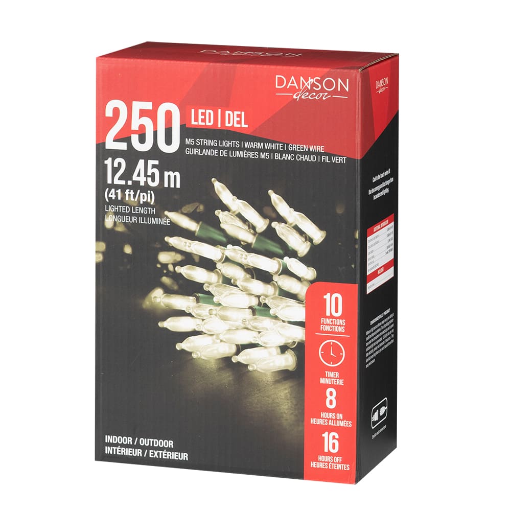 Jeu de 250 lumières DEL M5 blanc chaud