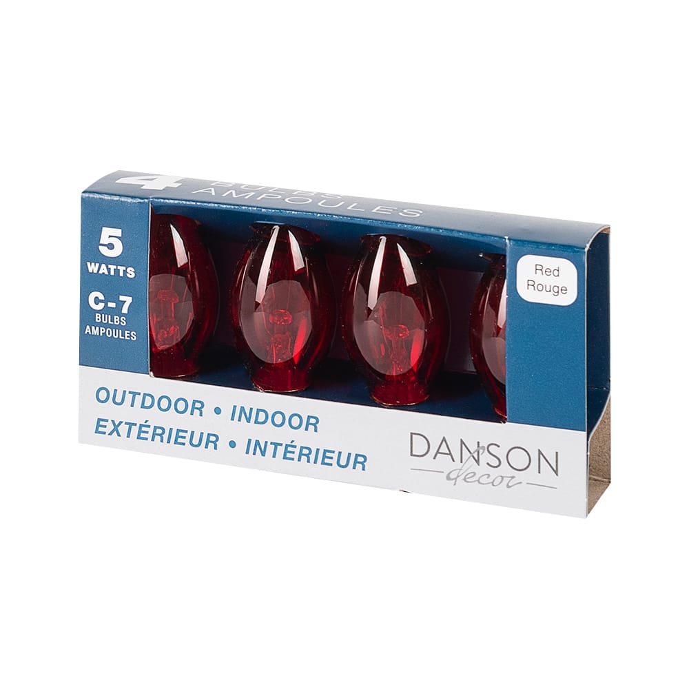 Christmas C7 Bulbs 5 W, Red Pkg/4