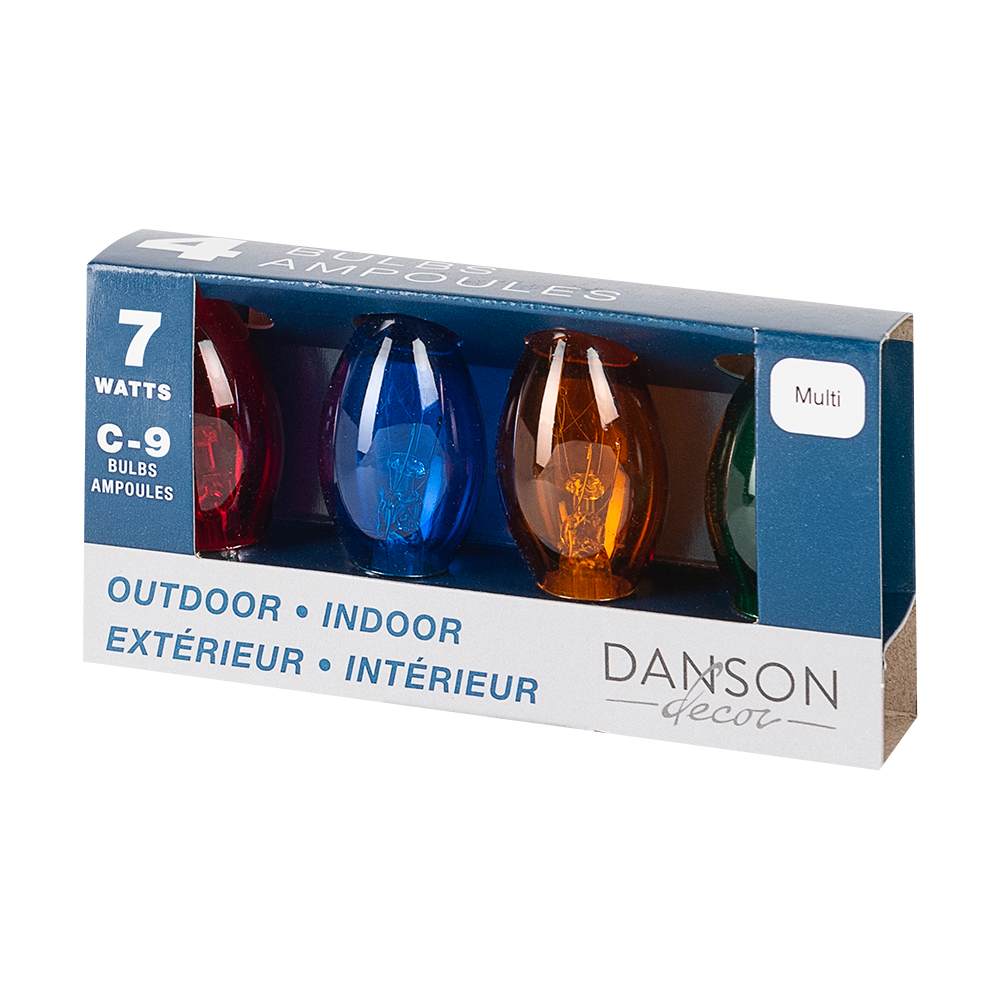 Ampoules de Noël C9 7 W multicolore Ens/4