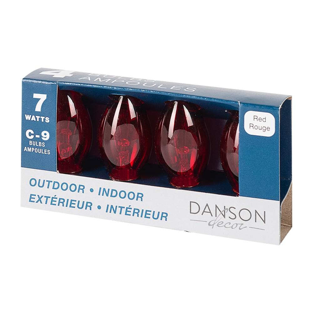 Ampoules de Noël C9 7 W rouge Pqt/4