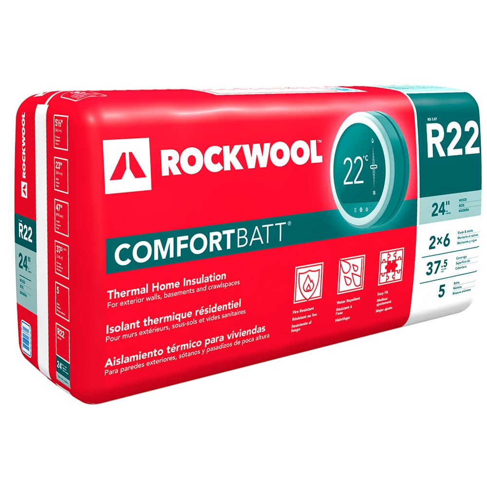 Laine isolante R-22 Rockwool ComfortBatt 5 1/2 po x 23 1/4 po