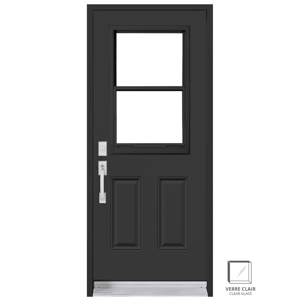 Porte d'entrée en acier énergétique B03 droite 34 po noir