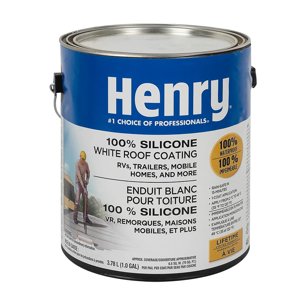 Enduit 100% silicone pour toiture  Henry 487 blanc 3,78 L
