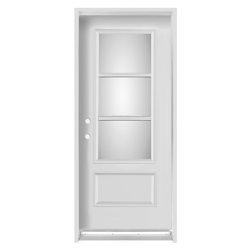 Porte d'entrée en acier Acacia droite 34 po blanc