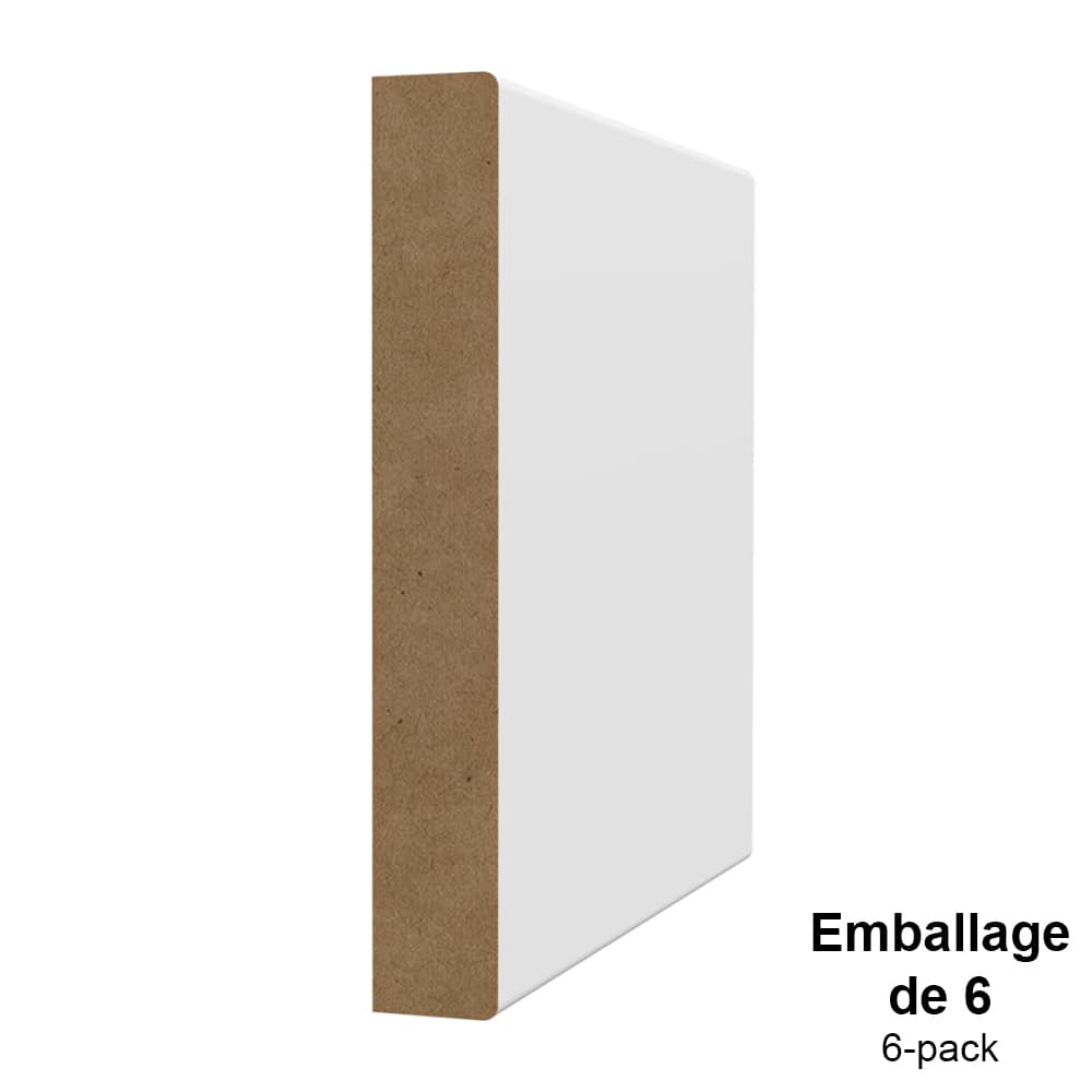 Plinthe rectangulaire en fibre de bois 1/2 po x 3 1/2 po x 8 pi Pqt/6