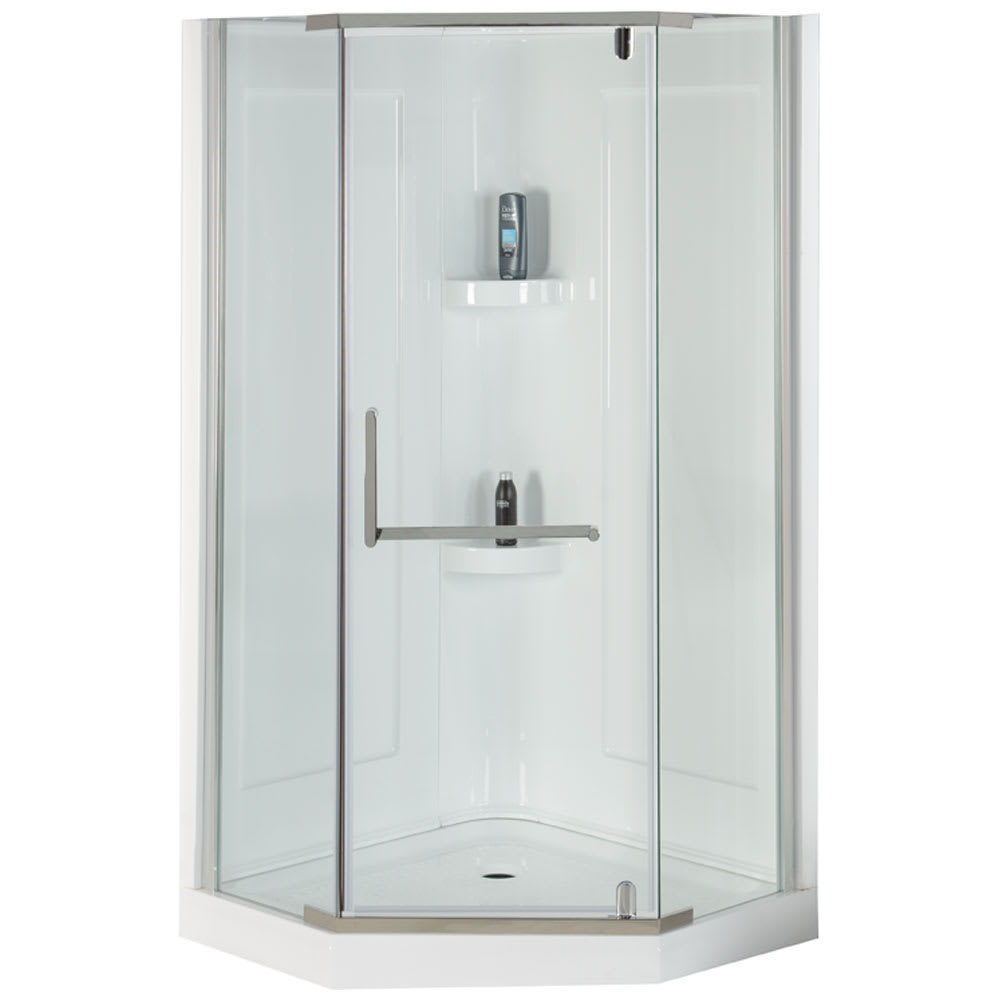 Douche en coin néo-angle Beaufort verre clair finition chrome 38 po TASSILI