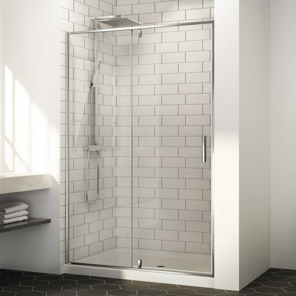 Porte de douche Labrador verre clair finition chrome 48 po TASSILI SUPRA