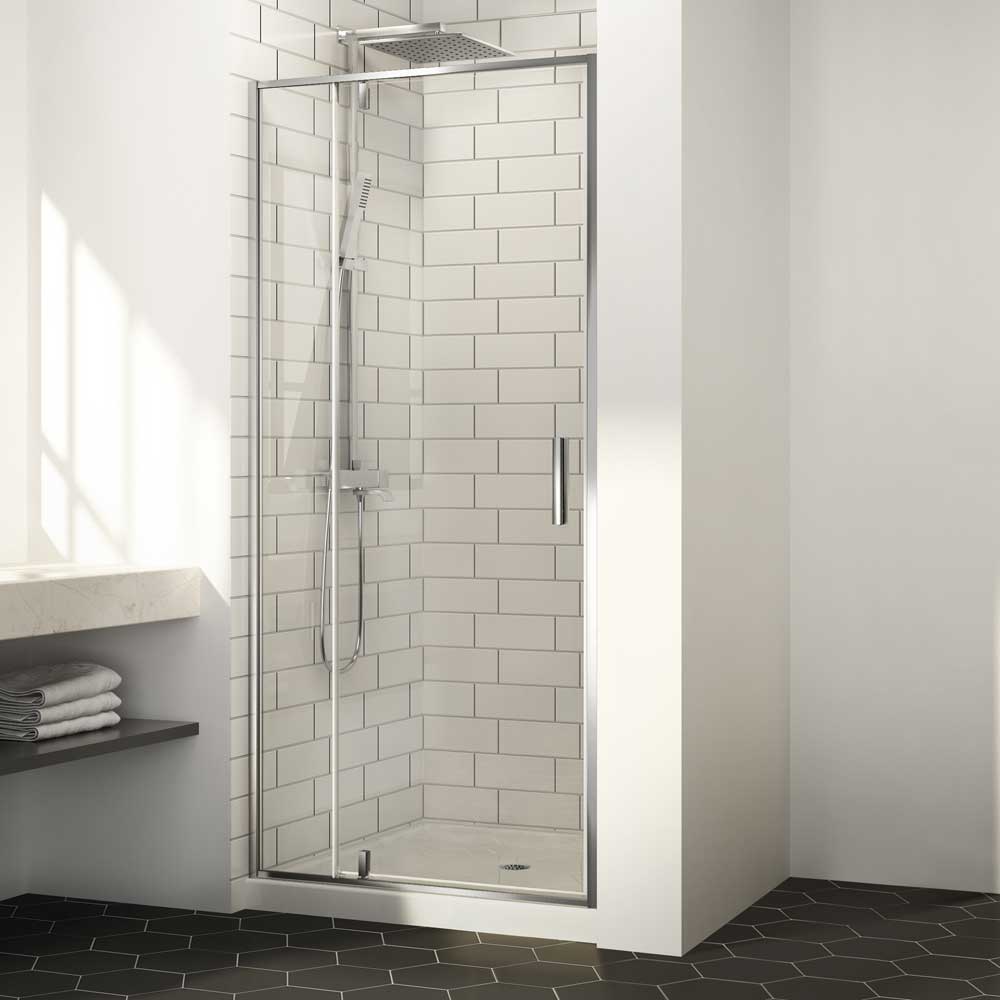 Porte de douche Labrador verre clair finition chrome 38 po TASSILI SUPRA