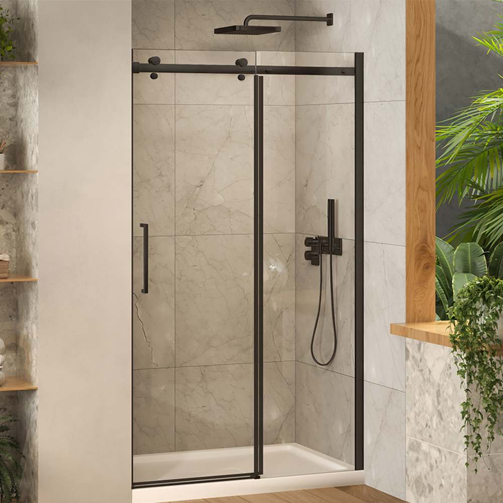 Porte de douche coulissante Alaska finition ronde noire 48 po TASSILI SUPRA