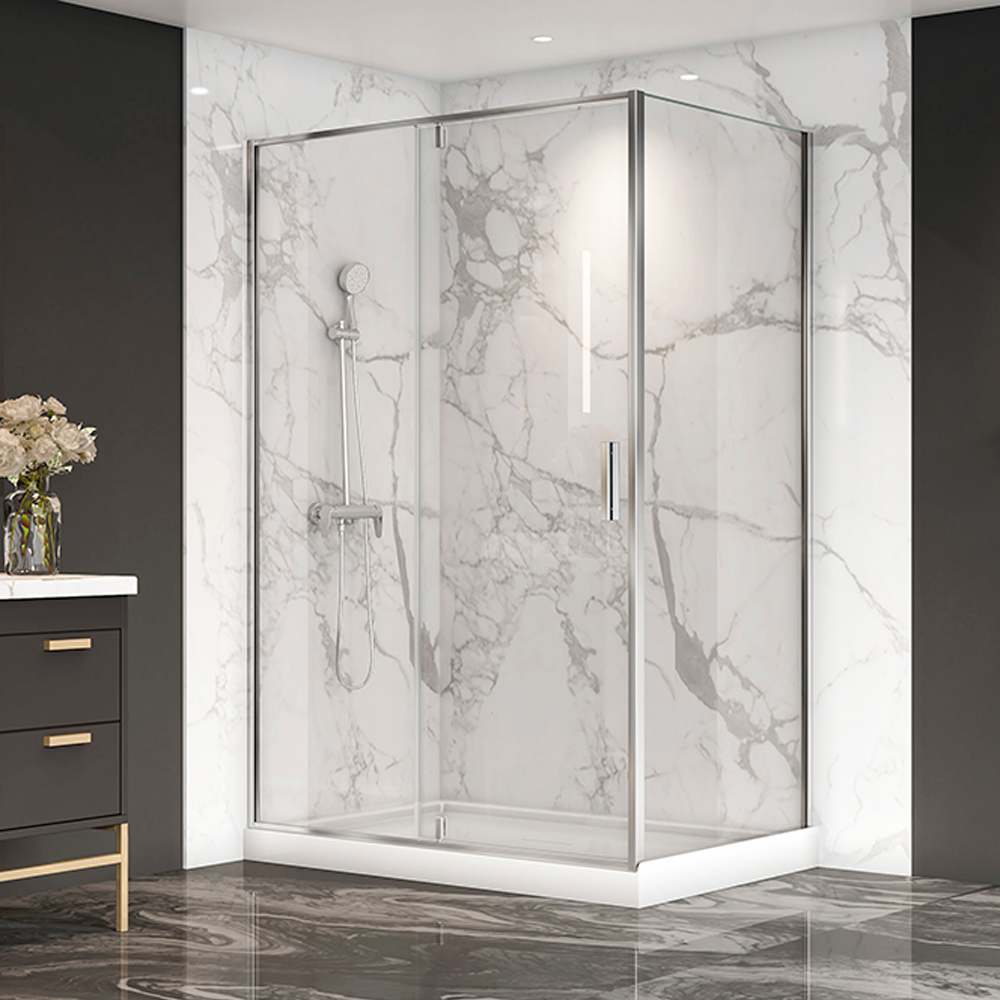 TASSILI SUPRA Labrador Corner Shower Chrome Finish 48 in x 32 in