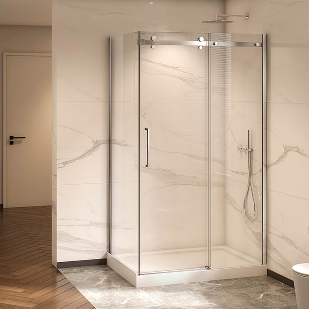 Douche en coin Alaska finition ronde chrome 48 po x 32 po TASSILI SUPRA