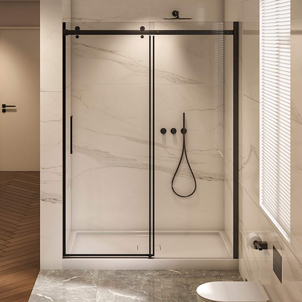 Douche en alcôve Alaska finition ronde noire 60 po x 36 po TASSILI SUPRA