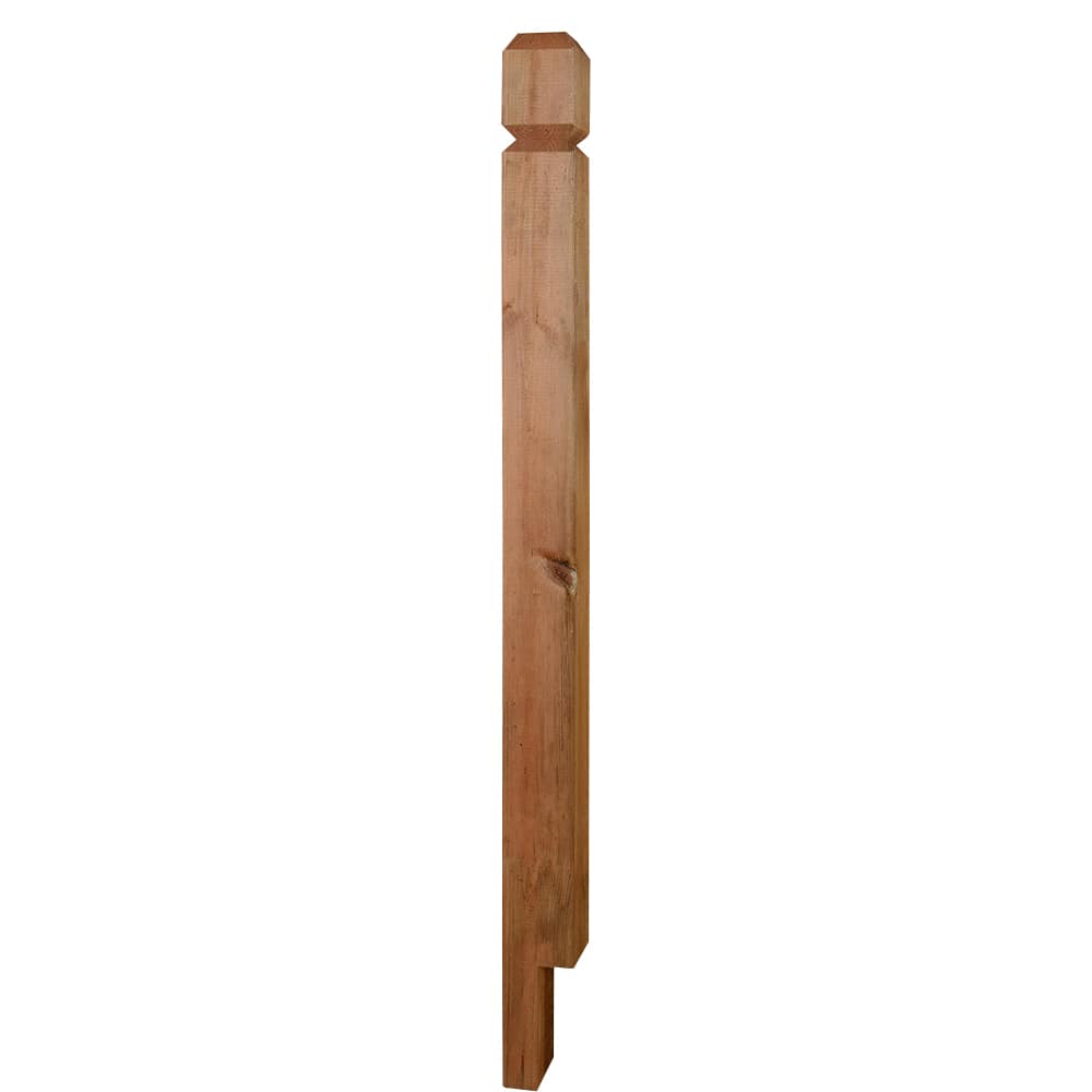 Poteau de rampe en bois traité brun M55 4 po x 4 po x 4 pi