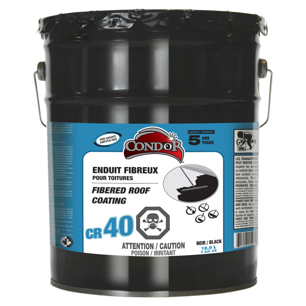 Enduit à toiture fibreux noir 18,9 L