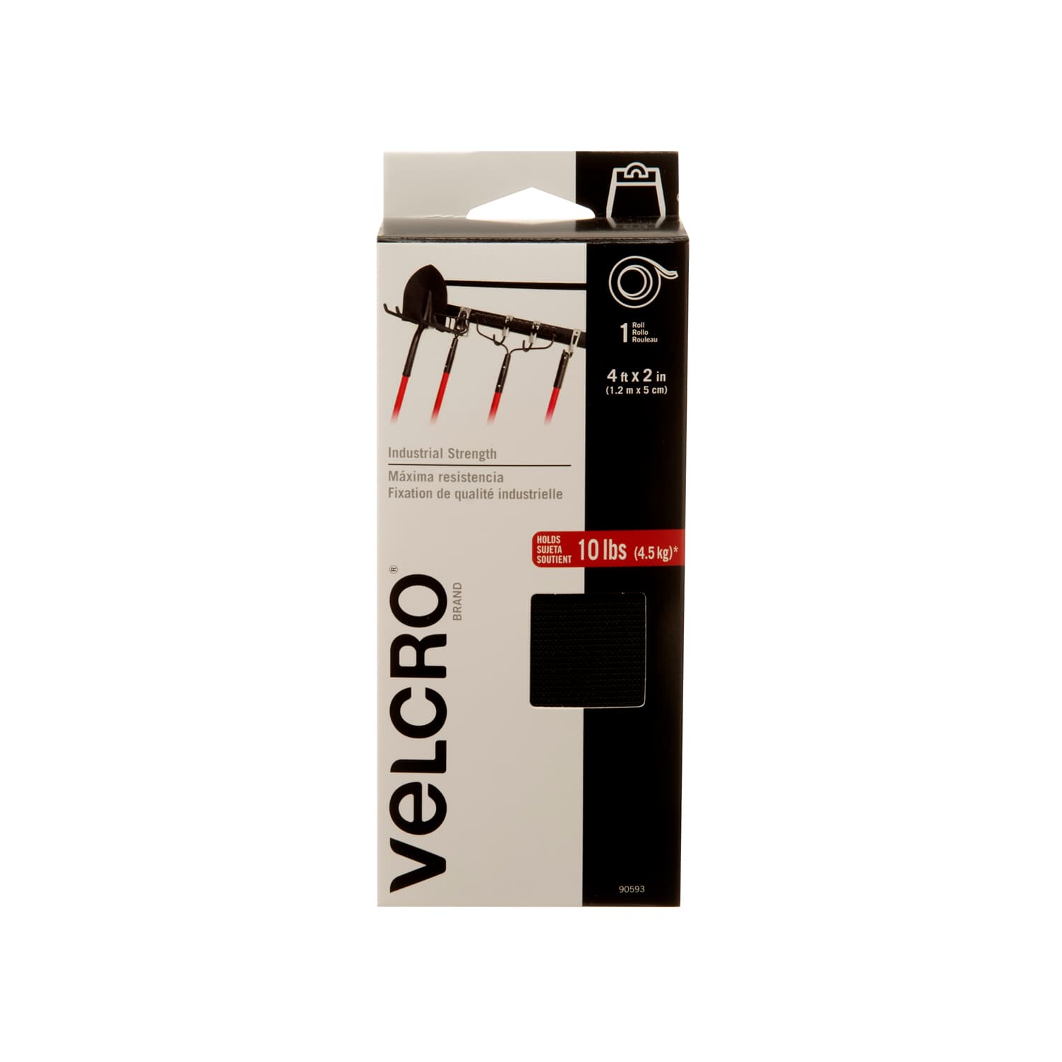 Bande adhésive VELCRO® 2 po x 4 pi Qualité industrielle noir