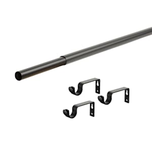 VERTUO Curtain Rod with Support Black 63 in. to 120 in.