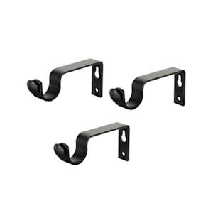 VERTUO Curtain Rod with Support Black 63 in. to 120 in.