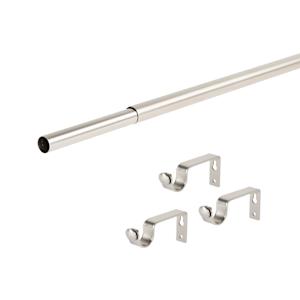 VERTUO Curtain Rod with Support Stainless Steel 63 in. to 120 in.
