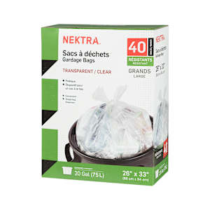 Sacs à déchets transparent 75 L Pqt/40 NEKTRA