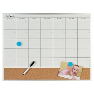 Calendrier magnétique effaçable et babillard
