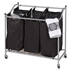 3-Section Laundry Hamper Black