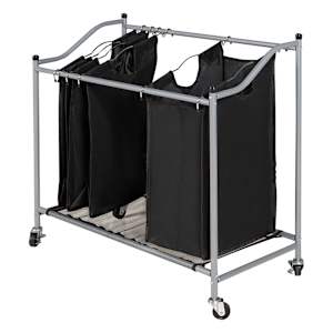 3-Section Laundry Hamper Black