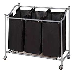 3-Section Laundry Hamper Black