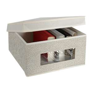 Boîte de rangement pliable beige 12 1/4 po